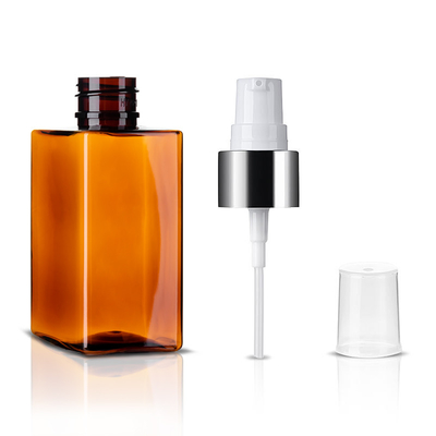 Amber Square Small 60ml PCR PET Plastic Lotion Bottle Cosmetic Containers