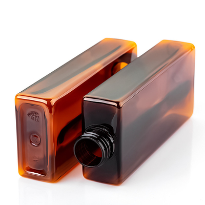 Amber Color Square 200ml Plastic Hair Care Bottle Containers With Flip Top Cap