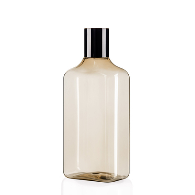 10 Oz And 15.3 Oz Amber Translucent Plastic Empty Bottles With Black Screw Caps
