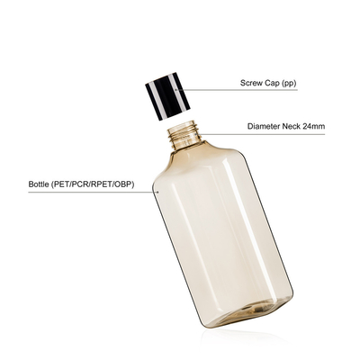 10 Oz And 15.3 Oz Amber Translucent Plastic Empty Bottles With Black Screw Caps