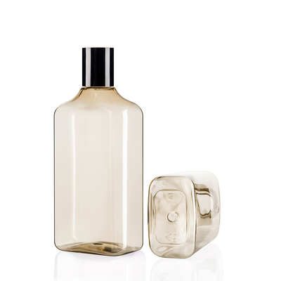10 Oz And 15.3 Oz Amber Translucent Plastic Empty Bottles With Black Screw Caps