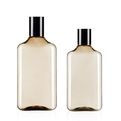 10 Oz And 15.3 Oz Amber Translucent Plastic Empty Bottles With Black Screw Caps