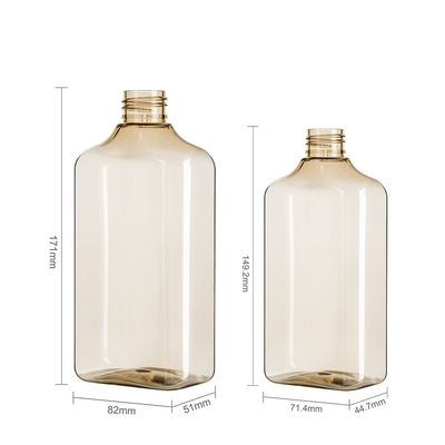 10 Oz And 15.3 Oz Amber Translucent Plastic Empty Bottles With Black Screw Caps