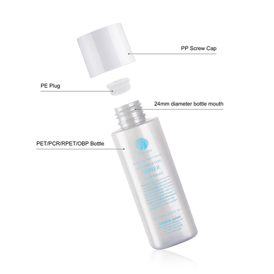 4 OZ RPET PET Cosmetic Plastic Bottles With PP Screw Cap Custom Silver Color