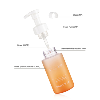 250ml Orange Painting Finished Plastic Foam Bottle With White Foam Pump