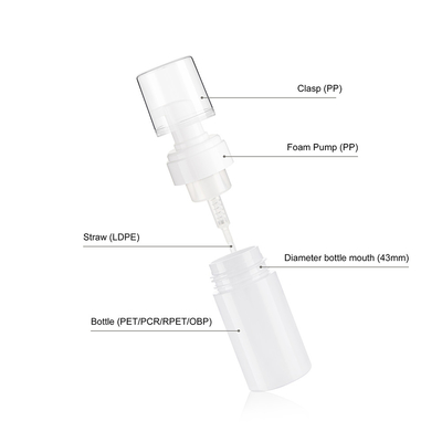 100ml White Solid Color  Plastic Foam Bottle With White Foam Pump And PP Cap