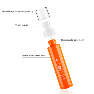 100ML Empty Cylinder Cosmetic Spray Bottle Plastic PCR PET R-PET Material