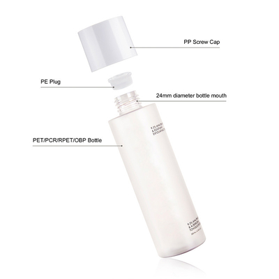 200ml Frosted Plastic Facial Toner Bottles Container In White Screw Cap with logo Hot stamping