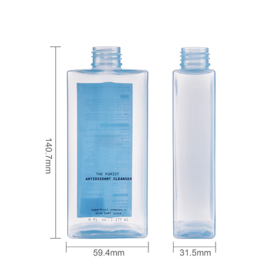 180ML Shiny PET Plastic Rectangle Bottles With MONO Pump For Antioxidant Cleanser