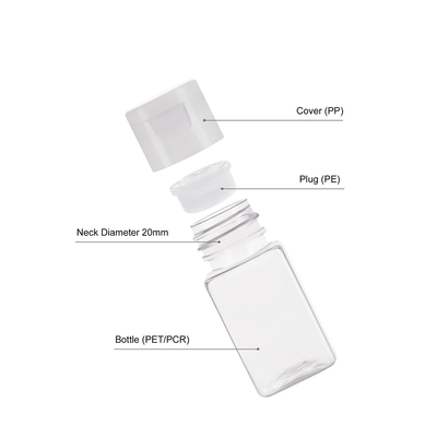 Square Mini Size 15ml Plastic Bottle Container With Screw Cap