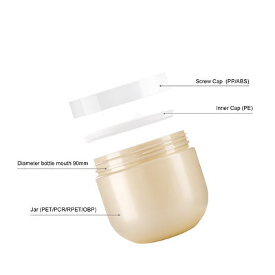 300ML RPET Wide Mouth PET Jar Cosmetic Jars With Screw Caps For Cream